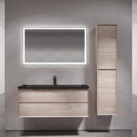 Мебель для ванной комнаты Sancos Marmi 2.0 120 черная раковина, дуб галифакс натуральный