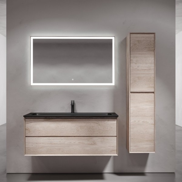 Мебель для ванной комнаты Sancos Marmi 2.0 120 черная раковина, дуб галифакс натуральный