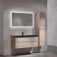 Мебель для ванной комнаты Sancos Marmi 2.0 120 черная раковина, дуб галифакс натуральный