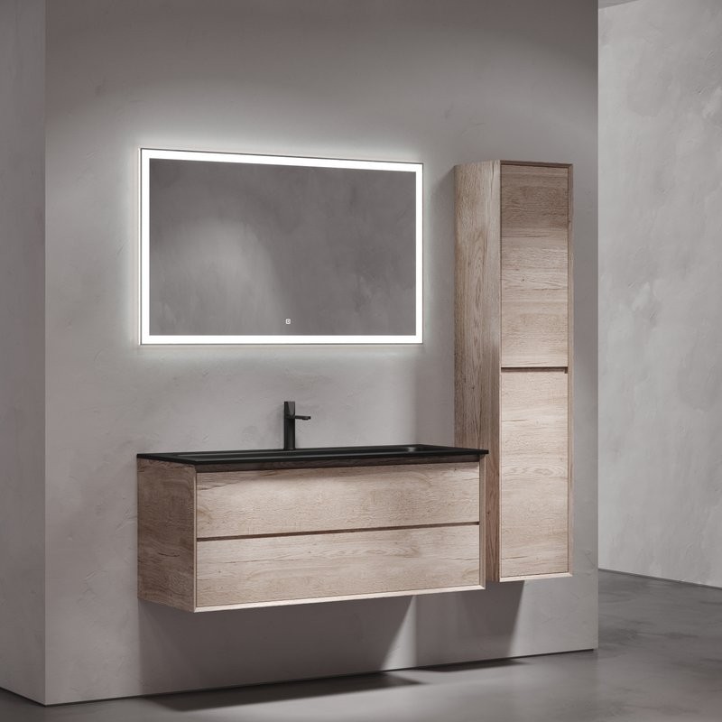 Мебель для ванной комнаты Sancos Marmi 2.0 120 черная раковина, дуб галифакс натуральный