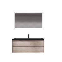 Мебель для ванной комнаты Sancos Marmi 2.0 120 черная раковина, дуб галифакс натуральный