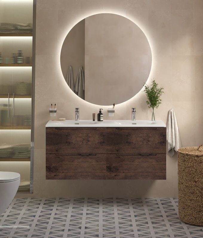 Мебель для ванной комнаты BelBagno Etna 120 для двоих, rovere moro, раковина BB-8099-120-2