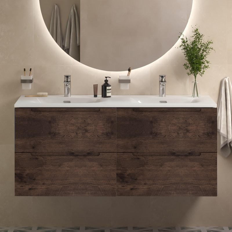 Мебель для ванной комнаты BelBagno Etna 120 для двоих, rovere moro, раковина BB-8099-120-2