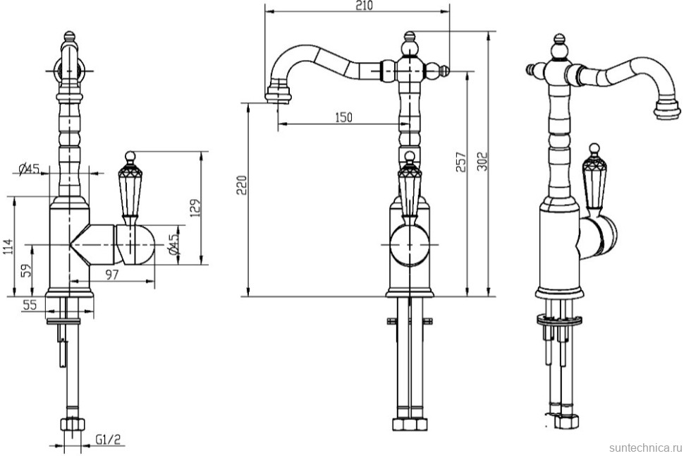 Смеситель для раковины Boheme Imperiale Presente 322