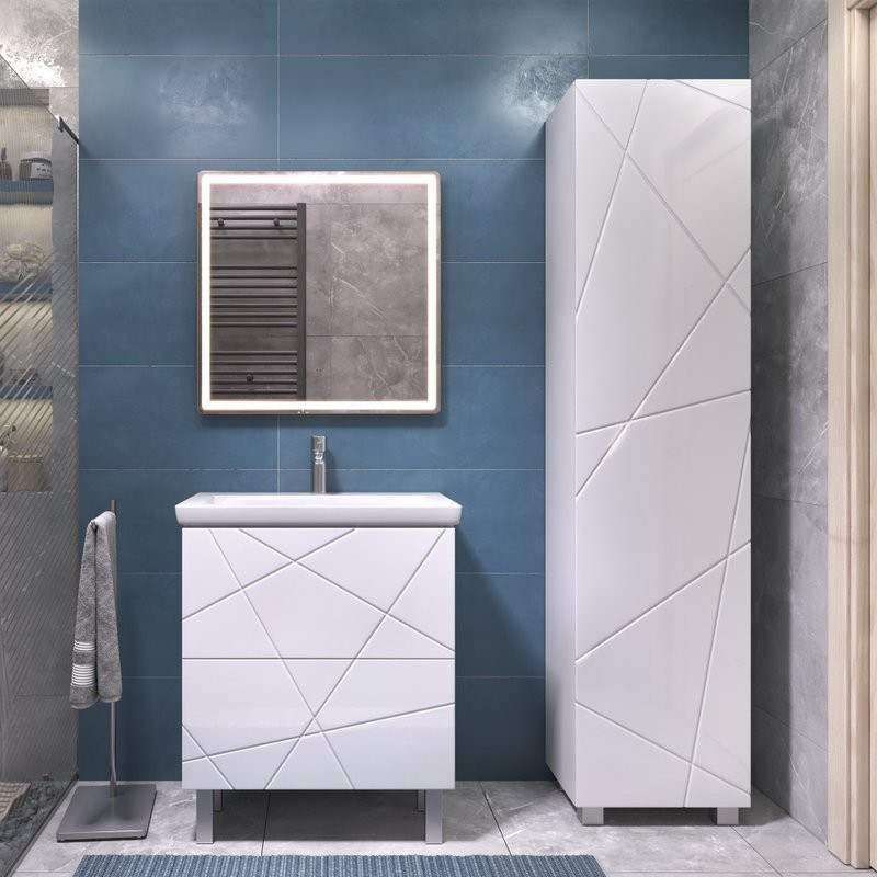 Мебель для ванной комнаты Vigo Geometry 70 напольная, белая, раковина Como 70