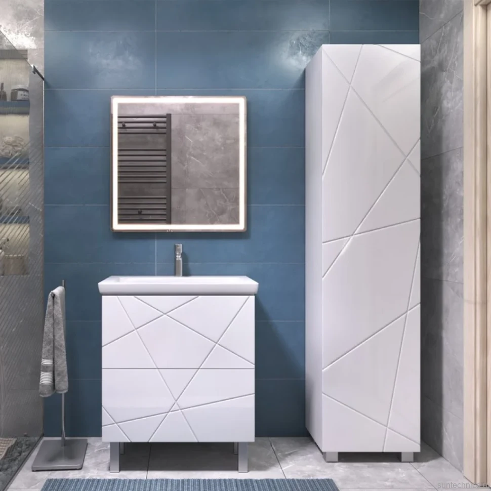Мебель для ванной комнаты Vigo Geometry 70 напольная, белая, раковина Como 70