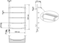 Полотенцесушитель электрический Secado Агата 3 85x55 см, подключение слева, бронза, лесенка, латунь, с полкой