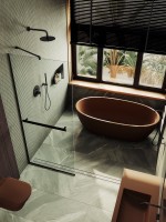 Душевая перегородка Maybahglass MGD-714-6у 119 см, профиль черный, стекло прозрачное