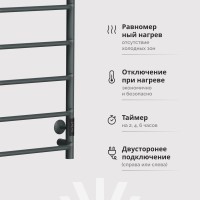 Полотенцесушитель электрический EWRIKA Сафо FT 80х50, с полкой, графит