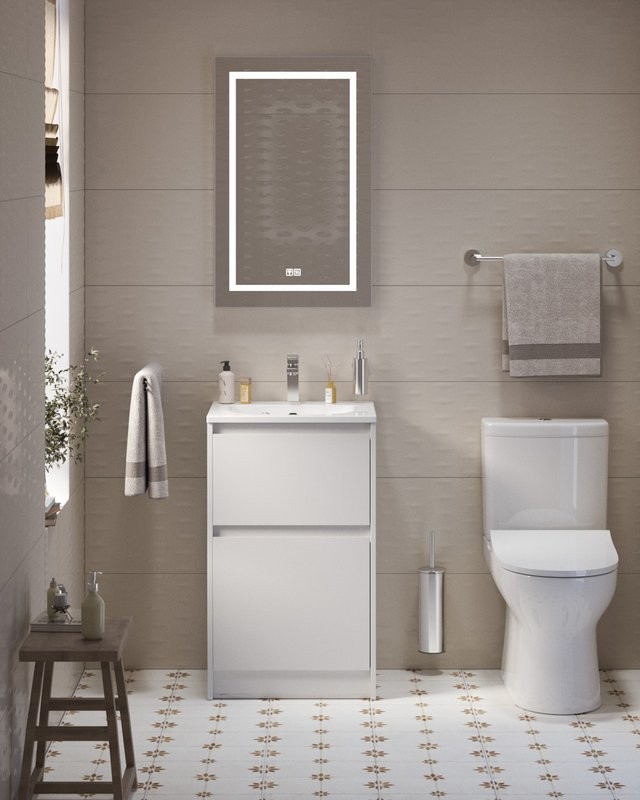 Тумба с раковиной BelBagno Kraft 39 50 напольная, bianco opaco, раковина BB-8099-3-50