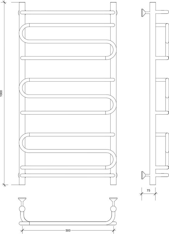 Полотенцесушитель водяной Secado Валенсия 2 100x55 см, матовый черный, лесенка