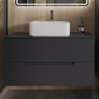Тумба с раковиной Orange Line 100 подвесная, 2 ящика, матовый графит с раковиной B02-460W