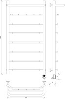Полотенцесушитель электрический Secado Агата 1 КСП 100x50 см, подключение справа, матовый черный, лесенка, с полкой