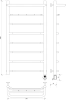 Полотенцесушитель электрический Secado Агата 1 КСП 100x50 см, подключение справа, матовый черный, лесенка, с полкой