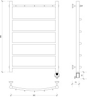 Полотенцесушитель электрический Secado Милан 1 К 80x50 см, подключение справа, матовый черный, лесенка