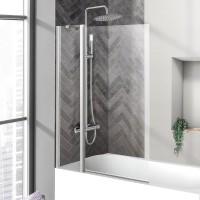 Шторка на ванну BelBagno Uno V-11-90/150-C-Cr стекло прозрачное