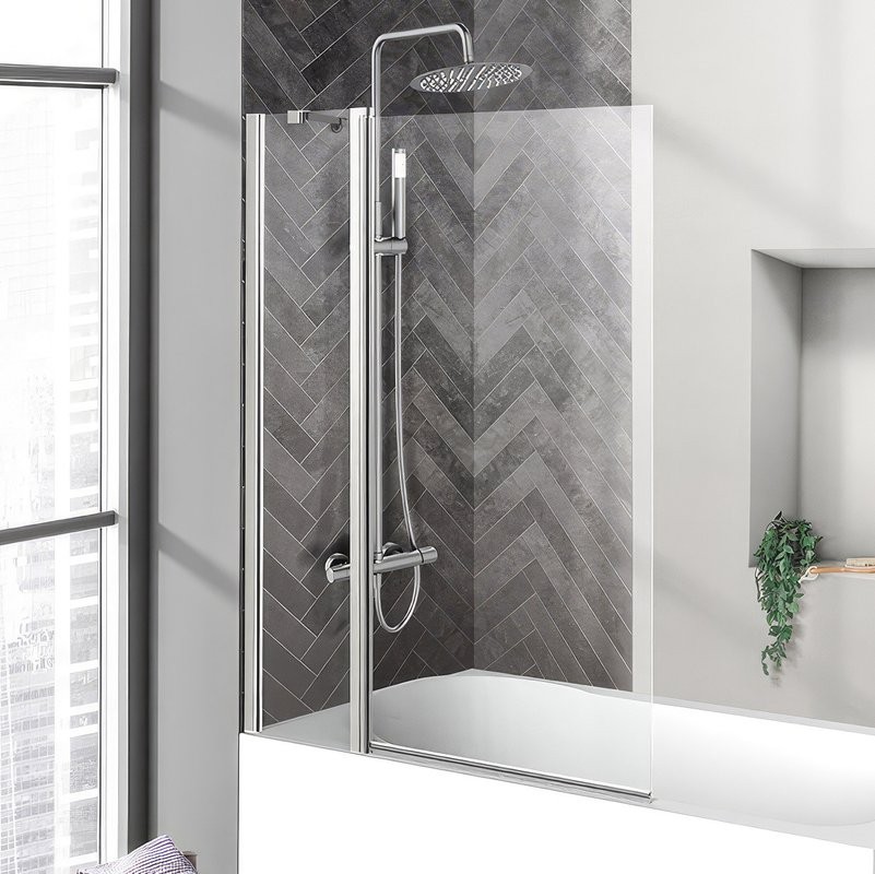 Шторка на ванну BelBagno Uno V-11-90/150-C-Cr стекло прозрачное