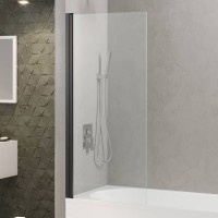 Шторка на ванну Berges River S Black 065013 90 см, профиль черный матовый, стекло прозрачное