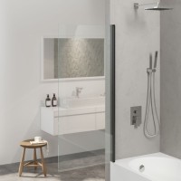 Шторка на ванну Berges River S Black 065013 90 см, профиль черный матовый, стекло прозрачное