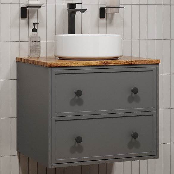 Тумба с раковиной IDDIS Torr 60 подвесная, темно-серая