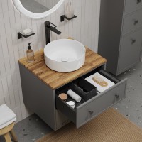 Тумба с раковиной IDDIS Torr 60 подвесная, темно-серая