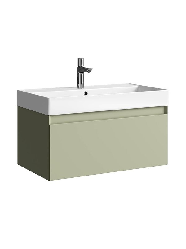 Тумба с раковиной Aqwella 5 stars Geometria 80 подвесная, 1 ящик, шалфей зеленый