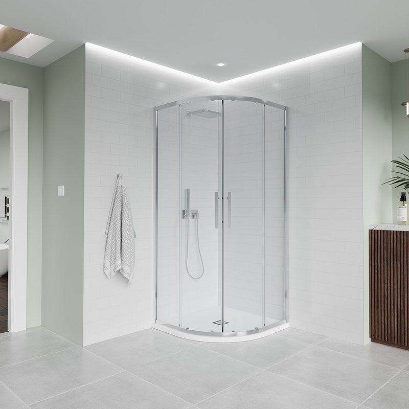 Душевой уголок Veconi Evo 200 CH 80х80 см, профиль глянцевый хром, стекло прозрачное