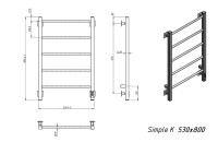 Полотенцесушитель электрический Grota Simple K RAL9005 EL 53х80, матовый черный