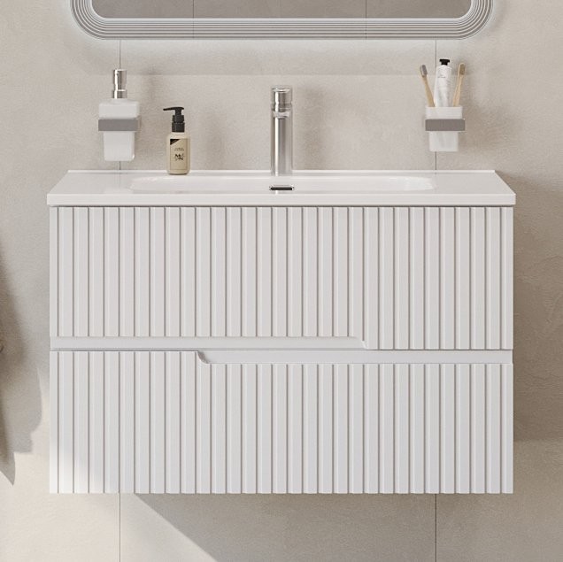 Тумба с раковиной Cezares Duet 80 bianco opaco, раковина Cezares CZR-8095-80