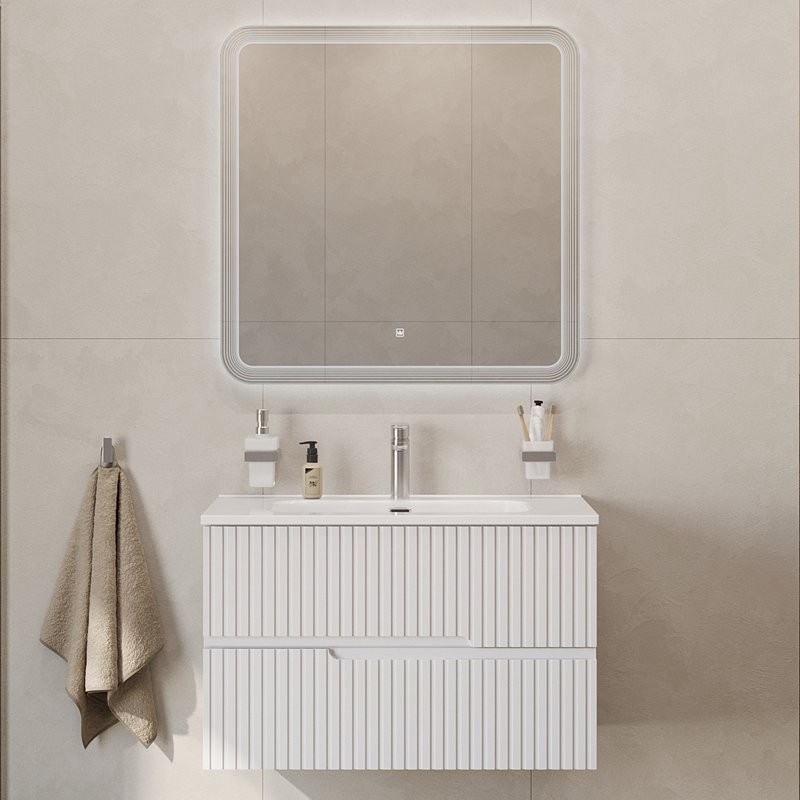 Тумба с раковиной Cezares Duet 80 bianco opaco, раковина Cezares CZR-8095-80