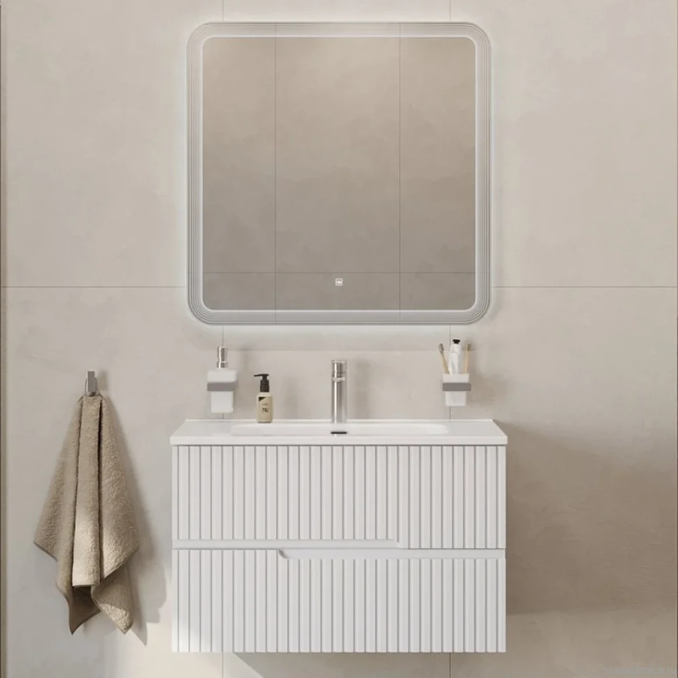 Тумба с раковиной Cezares Duet 80 bianco opaco, раковина Cezares CZR-8095-80