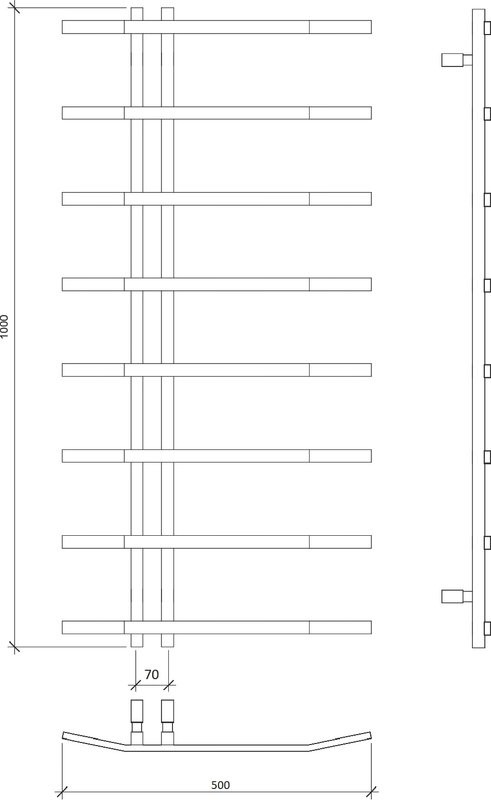 Полотенцесушитель водяной Secado Милето 100х7х50 100x50 см, черный матовый, лесенка