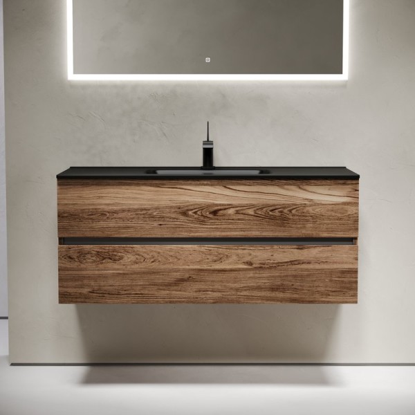 Тумба с раковиной Sancos Urban 120 дуб чарльстон, черная раковина CN7006MB