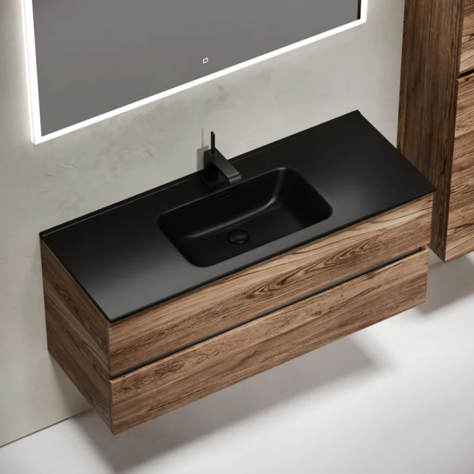 Тумба с раковиной Sancos Urban 120 дуб чарльстон, черная раковина CN7006MB