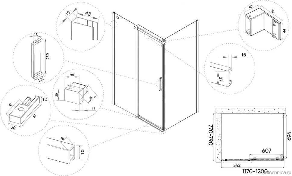 Душевой уголок Veconi Rovigo RV-070 120x80