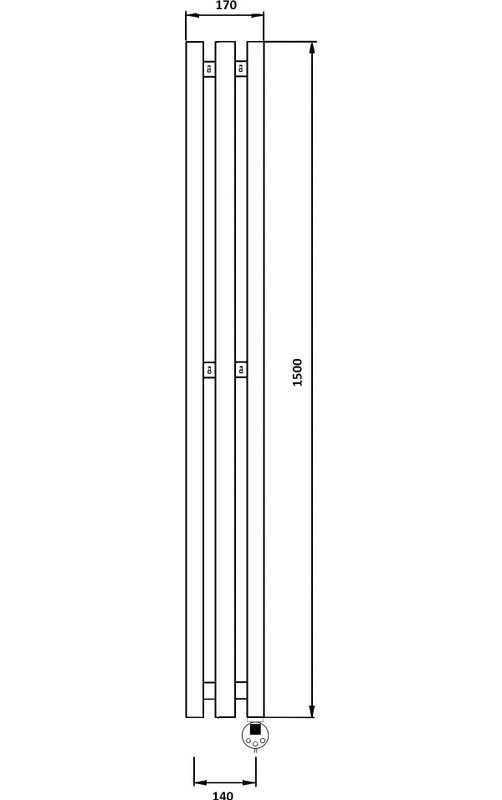 Полотенцесушитель электрический Secado Бергамо 3К 1500/140 150x15 см, подключение справа, графит, I-образный