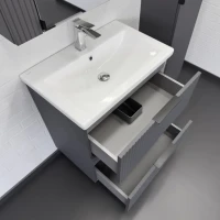Тумба с раковиной Comforty Лима 70Н2 напольная, 2 ящика, антрацит