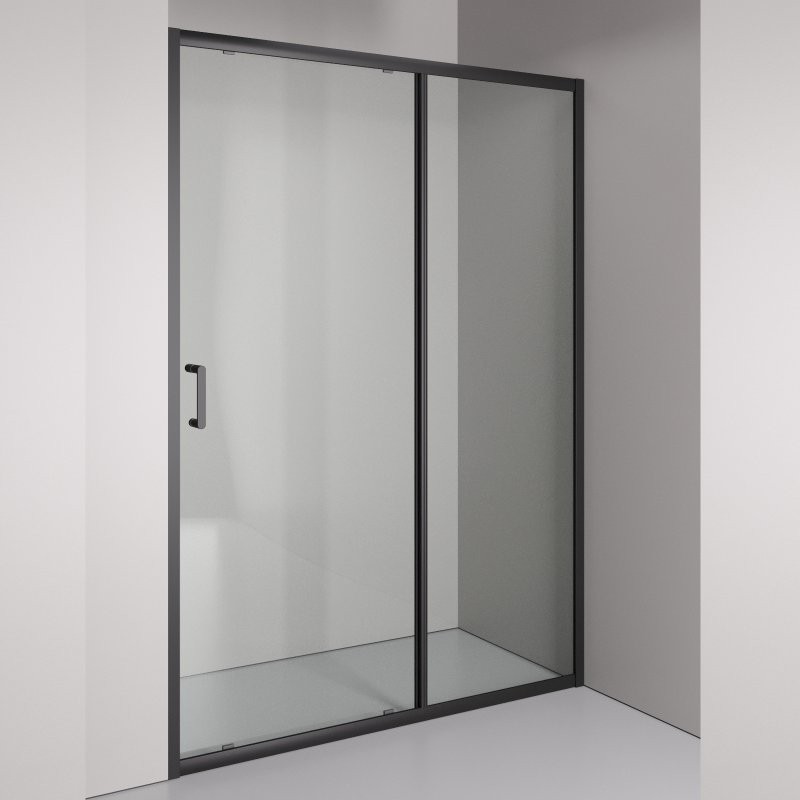 Душевая дверь в нишу Orange E02 140TB 140х190, профиль матовый черный