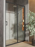 Душевая дверь в нишу Orange E02 140TB 140х190, профиль матовый черный