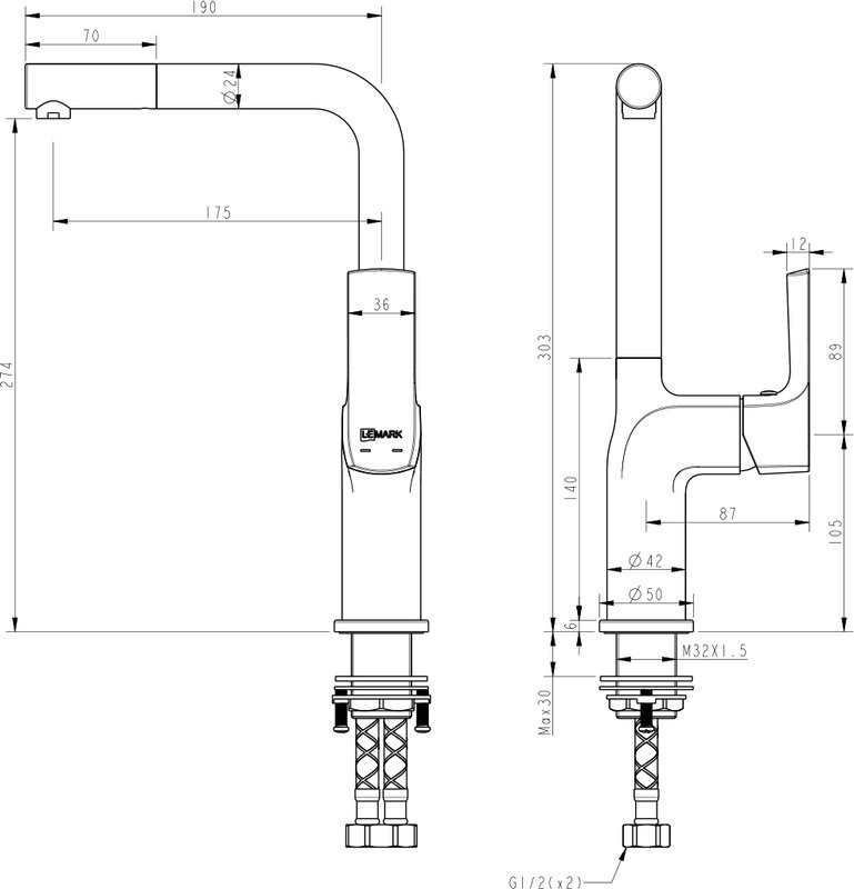 Смеситель для кухни Lemark Ursus LM7205BL