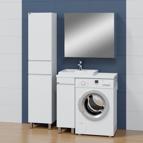 Мебель для ванной комнаты СаНта Марс 29 L напольная, 1 дверца, белая, зеркало DIWO Элиста