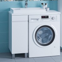 Мебель для ванной комнаты СаНта Марс 29 L напольная, 1 дверца, белая, зеркало DIWO Элиста