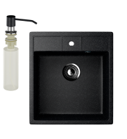 Мойка кухонная Ulgran U-406 308 черная + дозатор U-01 черный