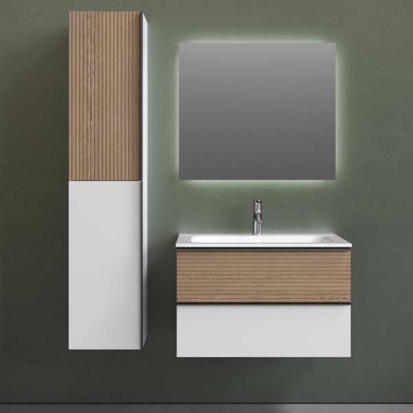 Мебель для ванной комнаты Sancos Delta 80 дуб светлый, белый