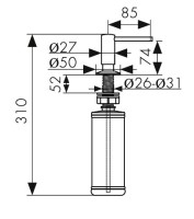 Дозатор для кухонной мойки Kaiser KH-3059 черный матовый Дозатор для кухонной мойки Kaiser KH-3059 черный матовый