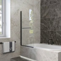 Шторка на ванну Veconi Palau PL79B-90-01-C4 90 см, профиль черный