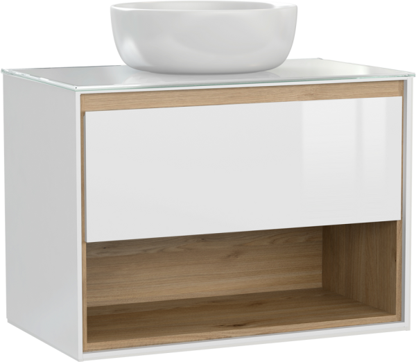 Тумба с раковиной Cersanit Louna 80 со столешницей и раковиной Moduo 40 RING