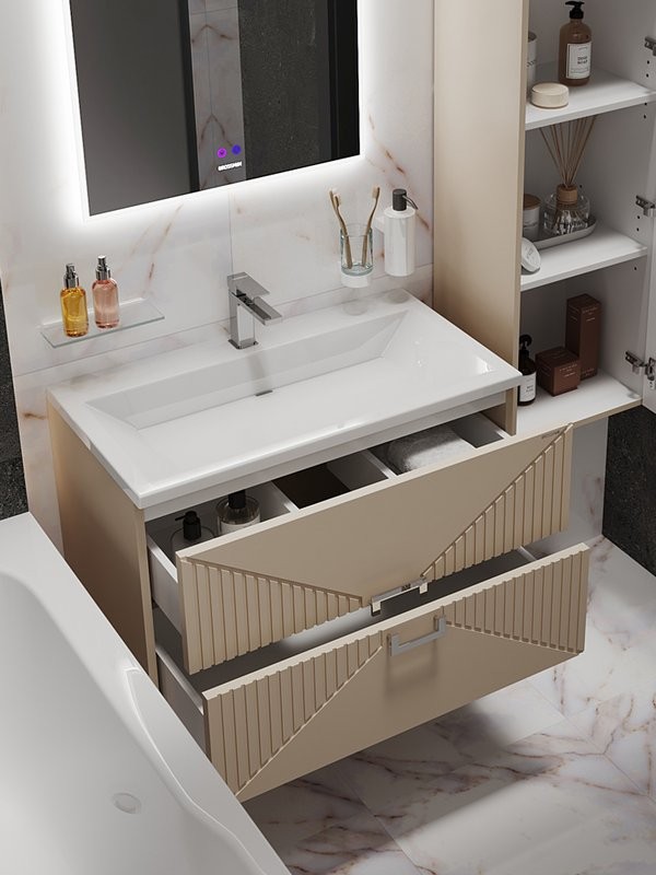 Тумба под раковину без столешницы Grossman Луксор 60 матовая бежевая