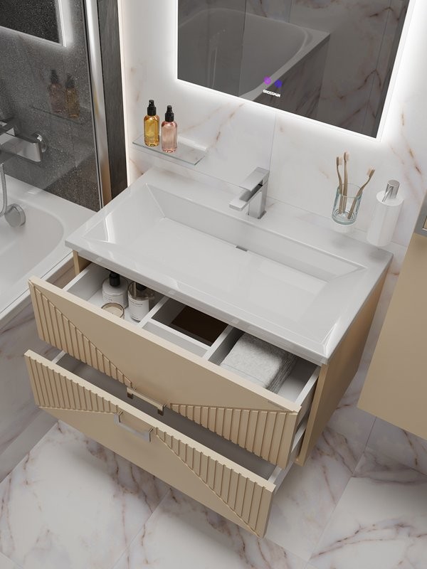 Тумба под раковину без столешницы Grossman Луксор 60 матовая бежевая