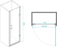 Душевая дверь в нишу RGW Passage PA-06B 41080606-14 60х195, профиль черный